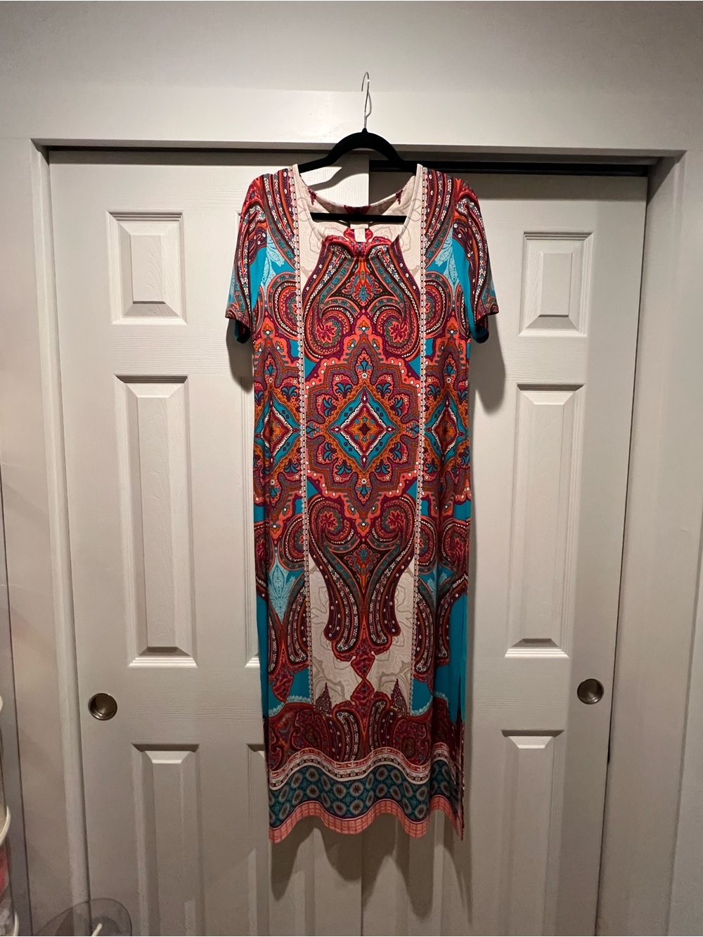 Chico's Turquoise and Red Paisley Maxi Dress (fits M/L)